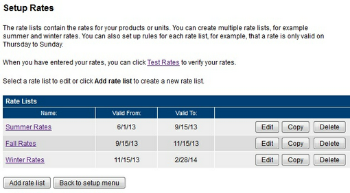 Setup - Rates